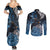 New Zealand Huia Bird Couples Matching Summer Maxi Dress and Long Sleeve Button Shirt Aotearoa Maori Pattern