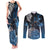 New Zealand Huia Bird Couples Matching Tank Maxi Dress and Long Sleeve Button Shirt Aotearoa Maori Pattern