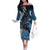 New Zealand Huia Bird Family Matching Off The Shoulder Long Sleeve Dress and Hawaiian Shirt Aotearoa Maori Pattern