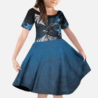 New Zealand Huia Bird Family Matching Tank Maxi Dress and Hawaiian Shirt Aotearoa Maori Pattern