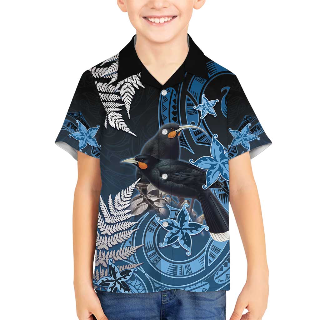 New Zealand Huia Bird Family Matching Tank Maxi Dress and Hawaiian Shirt Aotearoa Maori Pattern