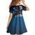 New Zealand Huia Bird Kid Short Sleeve Dress Aotearoa Maori Pattern