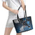 New Zealand Huia Bird Leather Tote Bag Aotearoa Maori Pattern