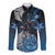 New Zealand Huia Bird Long Sleeve Button Shirt Aotearoa Maori Pattern