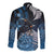 New Zealand Huia Bird Long Sleeve Button Shirt Aotearoa Maori Pattern