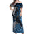 New Zealand Huia Bird Off Shoulder Maxi Dress Aotearoa Maori Pattern