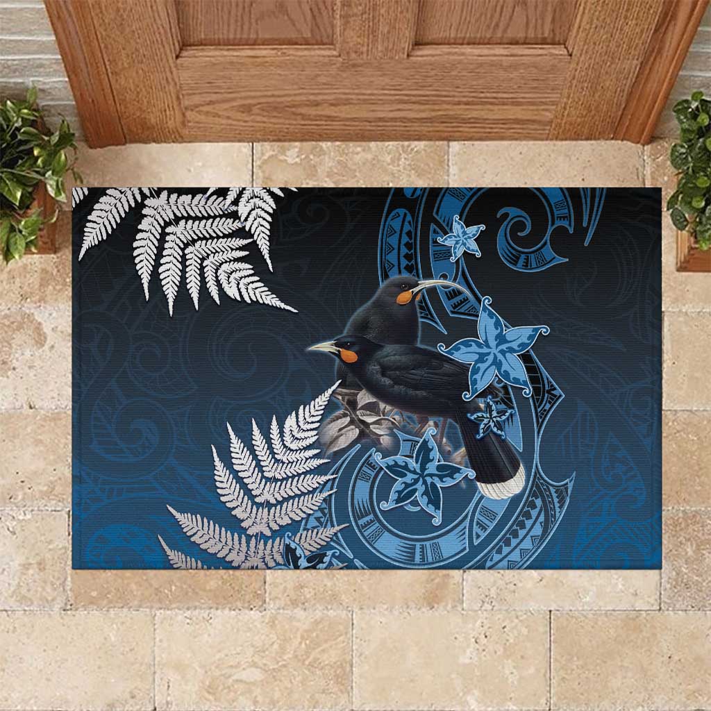 New Zealand Huia Bird Rubber Doormat Aotearoa Maori Pattern