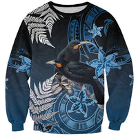 New Zealand Huia Bird Sweatshirt Aotearoa Maori Pattern