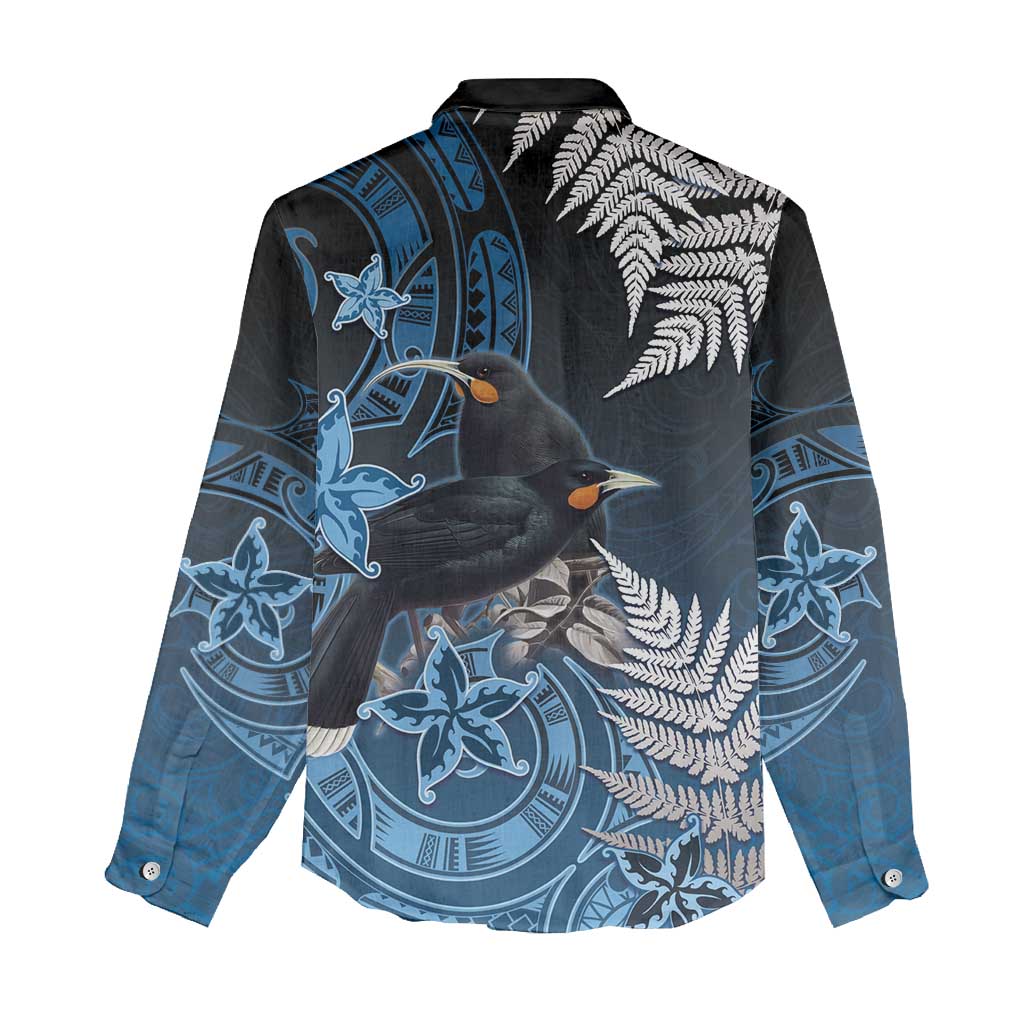 New Zealand Huia Bird Women Casual Shirt Aotearoa Maori Pattern
