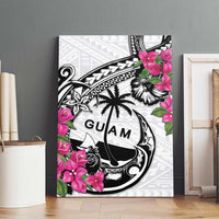 Guam Chamorro Canvas Wall Art Bougainvillea White Polynesian Tribal Pattern
