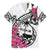 Guam Chamorro Family Matching Off The Shoulder Long Sleeve Dress and Hawaiian Shirt Bougainvillea White Polynesian Tribal Pattern