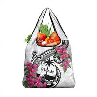 Guam Chamorro Grocery Bag Bougainvillea White Polynesian Tribal Pattern