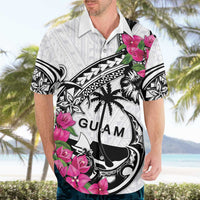 Guam Chamorro Hawaiian Shirt Bougainvillea White Polynesian Tribal Pattern