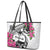 Guam Chamorro Leather Tote Bag Bougainvillea White Polynesian Tribal Pattern