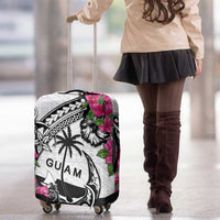 Guam Chamorro Luggage Cover Bougainvillea White Polynesian Tribal Pattern