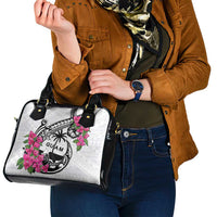 Guam Chamorro Shoulder Handbag Bougainvillea White Polynesian Tribal Pattern