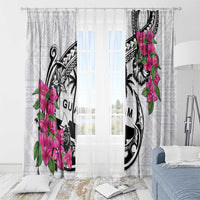 Guam Chamorro Window Curtain Bougainvillea White Polynesian Tribal Pattern