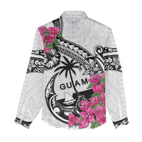 Guam Chamorro Women Casual Shirt Bougainvillea White Polynesian Tribal Pattern