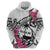 Guam Chamorro Zip Hoodie Bougainvillea White Polynesian Tribal Pattern