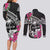 Guam Chamorro Couples Matching Long Sleeve Bodycon Dress and Long Sleeve Button Shirt Bougainvillea Black Polynesian Tribal Pattern