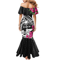 Guam Chamorro Family Matching Mermaid Dress and Hawaiian Shirt Bougainvillea Black Polynesian Tribal Pattern