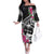 Guam Chamorro Family Matching Off The Shoulder Long Sleeve Dress and Hawaiian Shirt Bougainvillea Black Polynesian Tribal Pattern