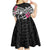 Guam Chamorro Kid Short Sleeve Dress Bougainvillea Black Polynesian Tribal Pattern