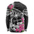 Guam Chamorro Long Sleeve Shirt Bougainvillea Black Polynesian Tribal Pattern