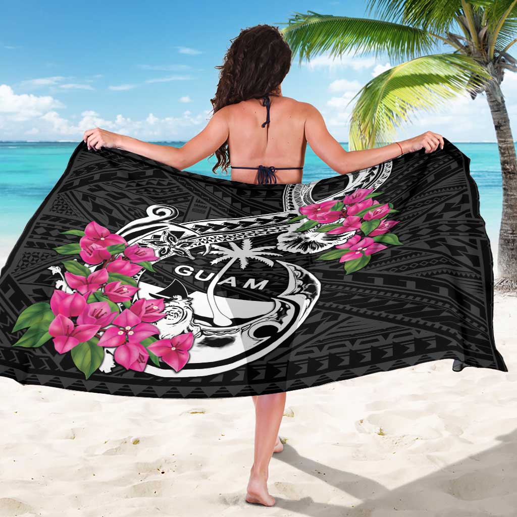 Guam Chamorro Sarong Bougainvillea Black Polynesian Tribal Pattern