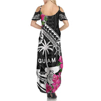 Guam Chamorro Summer Maxi Dress Bougainvillea Black Polynesian Tribal Pattern