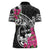 Guam Chamorro Women Polo Shirt Bougainvillea Black Polynesian Tribal Pattern
