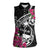 Guam Chamorro Women Sleeveless Polo Shirt Bougainvillea Black Polynesian Tribal Pattern