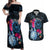 Tahiti Ia Orana Couples Matching Off Shoulder Maxi Dress and Hawaiian Shirt Polynesian Turtle With Coat Of Arms LT05 Blue - Polynesian Pride