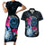 Tahiti Ia Orana Couples Matching Short Sleeve Bodycon Dress and Hawaiian Shirt Polynesian Turtle With Coat Of Arms LT05 Blue - Polynesian Pride