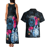 Tahiti Ia Orana Couples Matching Tank Maxi Dress and Hawaiian Shirt Polynesian Turtle With Coat Of Arms LT05 - Polynesian Pride