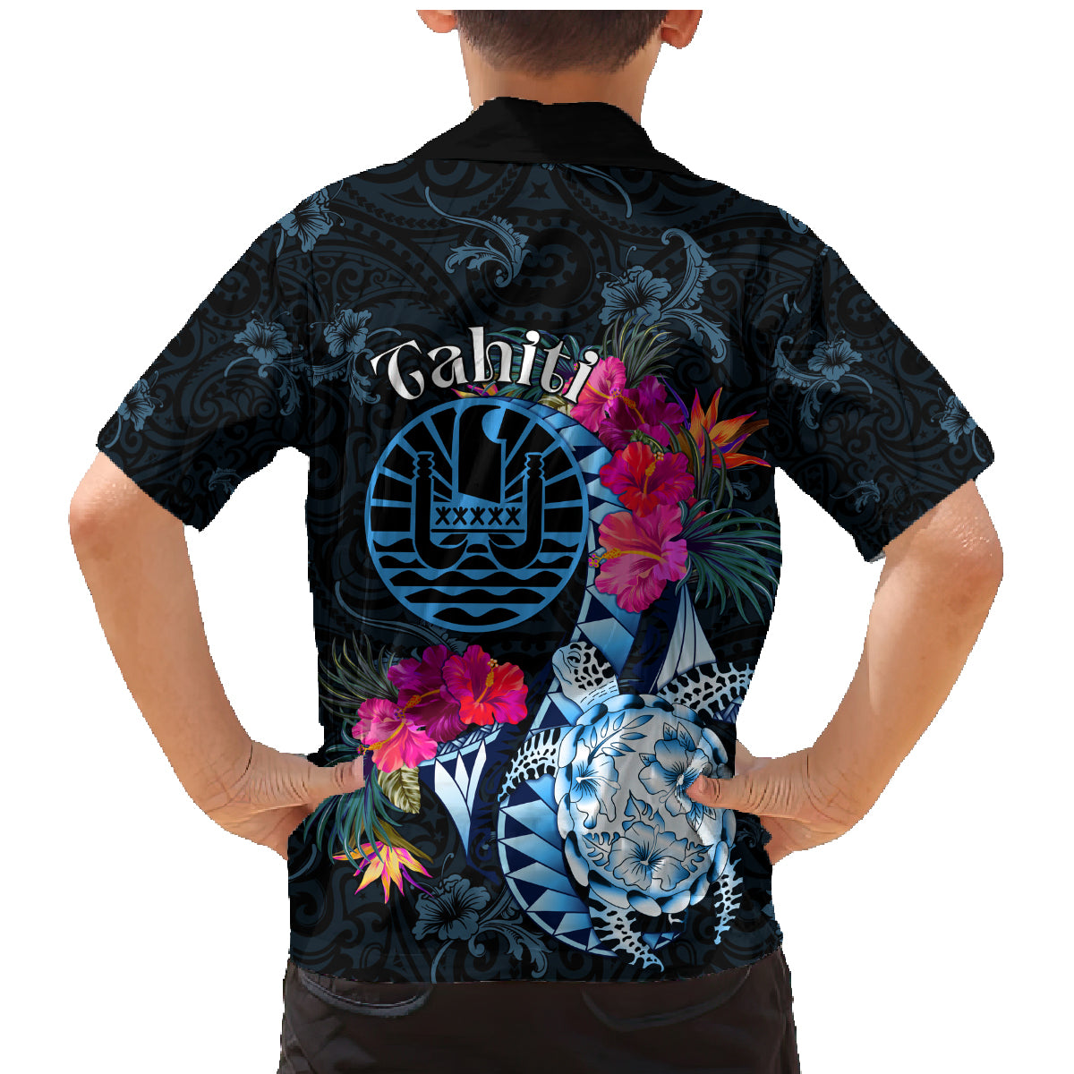 Tahiti Ia Orana Family Matching Mermaid Dress and Hawaiian Shirt Polynesian Turtle With Coat Of Arms LT05 - Polynesian Pride