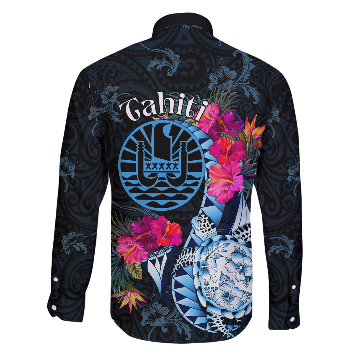 Tahiti Ia Orana Family Matching Off Shoulder Short Dress and Hawaiian Shirt Polynesian Turtle With Coat Of Arms LT05 - Polynesian Pride