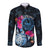 Tahiti Ia Orana Long Sleeve Button Shirt Polynesian Turtle With Coat Of Arms LT05 Unisex Blue - Polynesian Pride