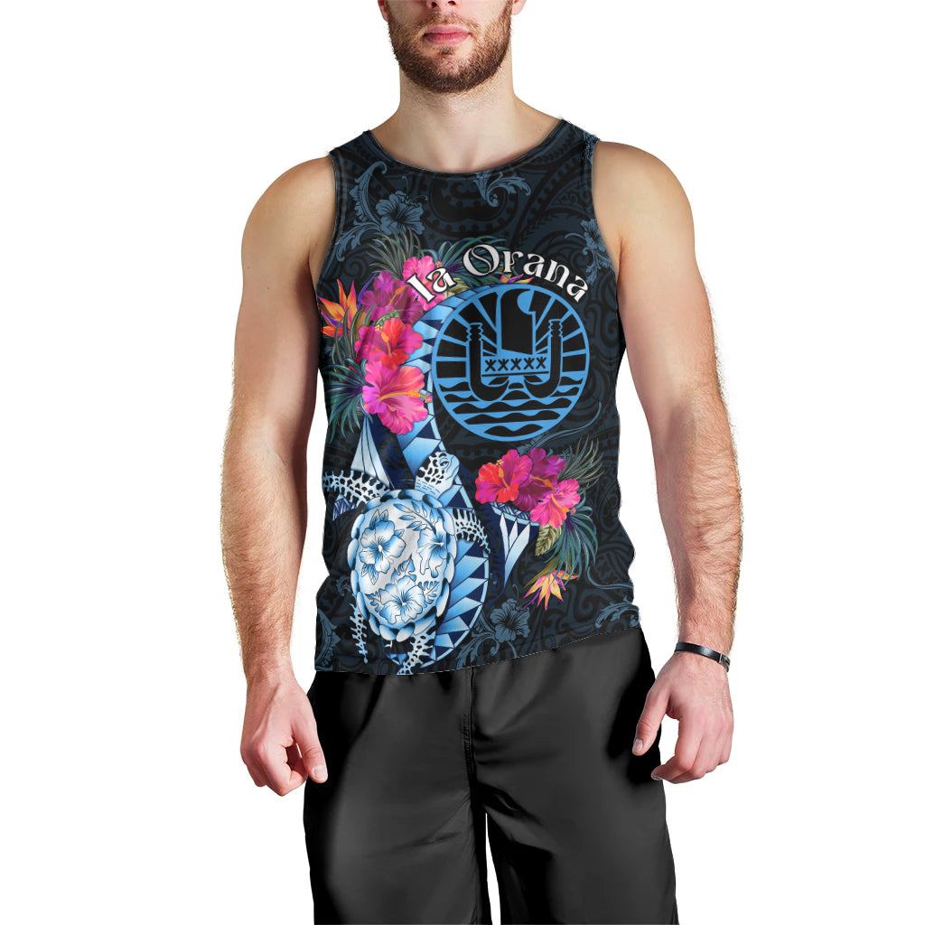 Tahiti Ia Orana Men Tank Top Polynesian Turtle With Coat Of Arms LT05 - Polynesian Pride