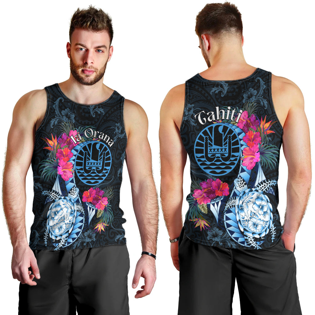 Tahiti Ia Orana Men Tank Top Polynesian Turtle With Coat Of Arms LT05 - Polynesian Pride