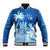 Personalised Bula Fiji Baseball Jacket Fijian Masi Pattern With Blue Coat Of Arms LT05 Unisex Blue - Polynesian Pride