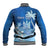 Personalised Bula Fiji Baseball Jacket Fijian Masi Pattern With Blue Coat Of Arms LT05 - Polynesian Pride