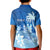 Personalised Bula Fiji Kid Polo Shirt Fijian Masi Pattern With Blue Coat Of Arms LT05 - Polynesian Pride