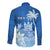 Personalised Bula Fiji Long Sleeve Button Shirt Fijian Masi Pattern With Blue Coat Of Arms LT05 - Polynesian Pride