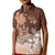 Personalised Bula Fiji Kid Polo Shirt Fijian Masi Pattern With Brown Coat Of Arms LT05 Kid Brown - Polynesian Pride