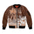 Personalised Bula Fiji Sleeve Zip Bomber Jacket Fijian Masi Pattern With Brown Coat Of Arms LT05 Unisex Brown - Polynesian Pride