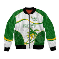 Custom Tailevu Rugby Bomber Jacket Fiji Tapa Pattern LT05 Unisex Green - Polynesian Pride