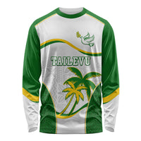 Custom Tailevu Rugby Long Sleeve Shirt Fiji Tapa Pattern LT05 Unisex Green - Polynesian Pride