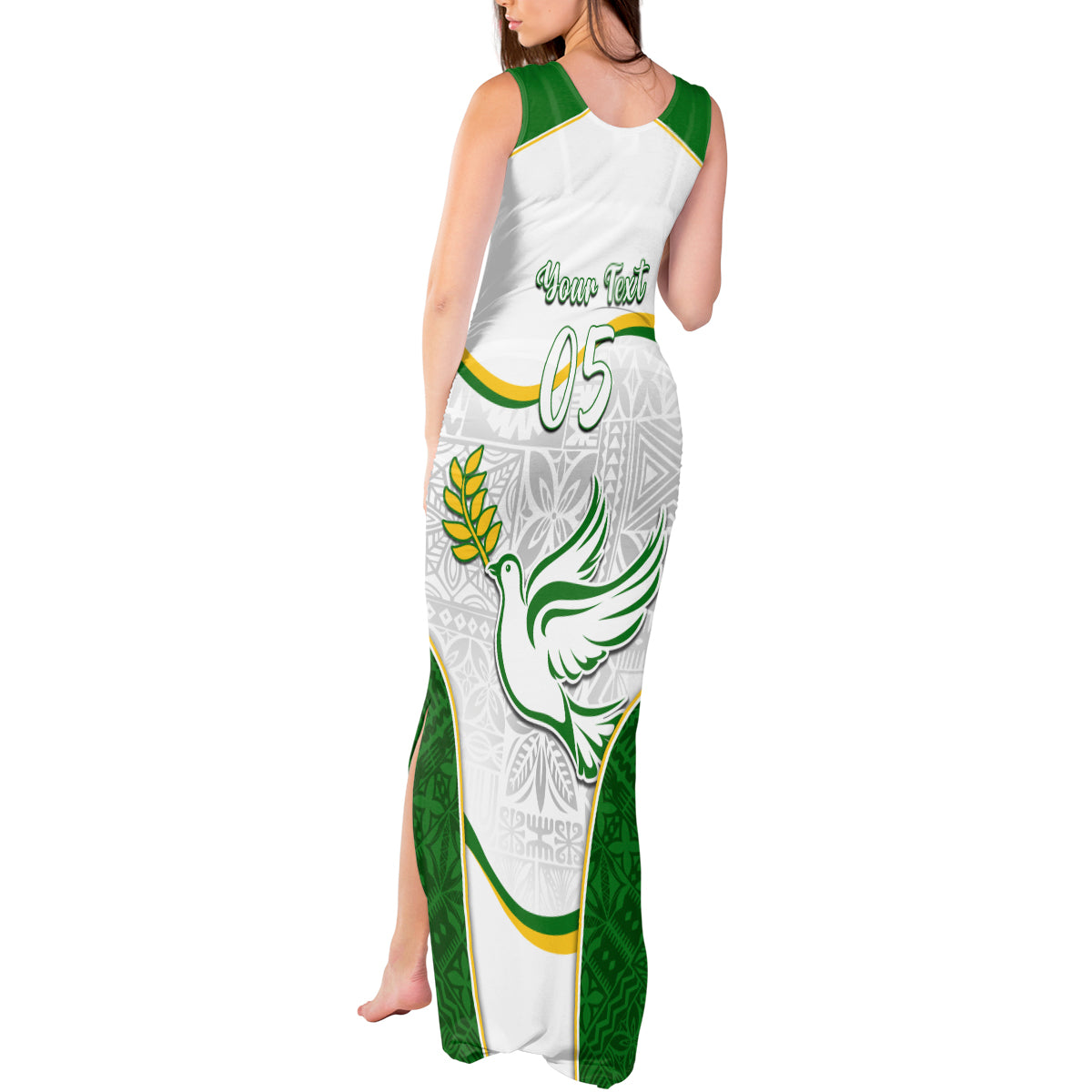 Custom Tailevu Rugby Tank Maxi Dress Fiji Tapa Pattern LT05 - Polynesian Pride