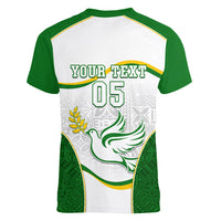 Custom Tailevu Rugby Women V Neck T Shirt Fiji Tapa Pattern LT05 - Polynesian Pride